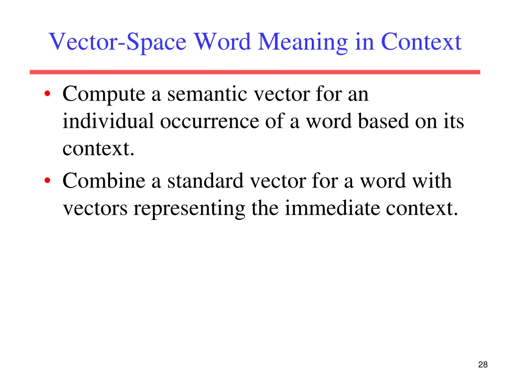 vector space word meaning in context