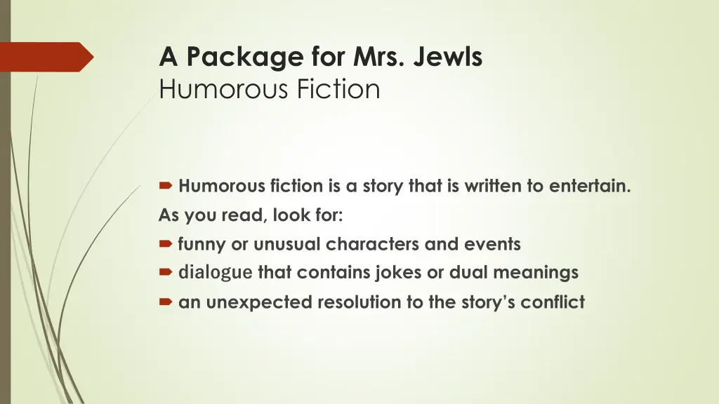 a package for mrs jewls humorous fiction