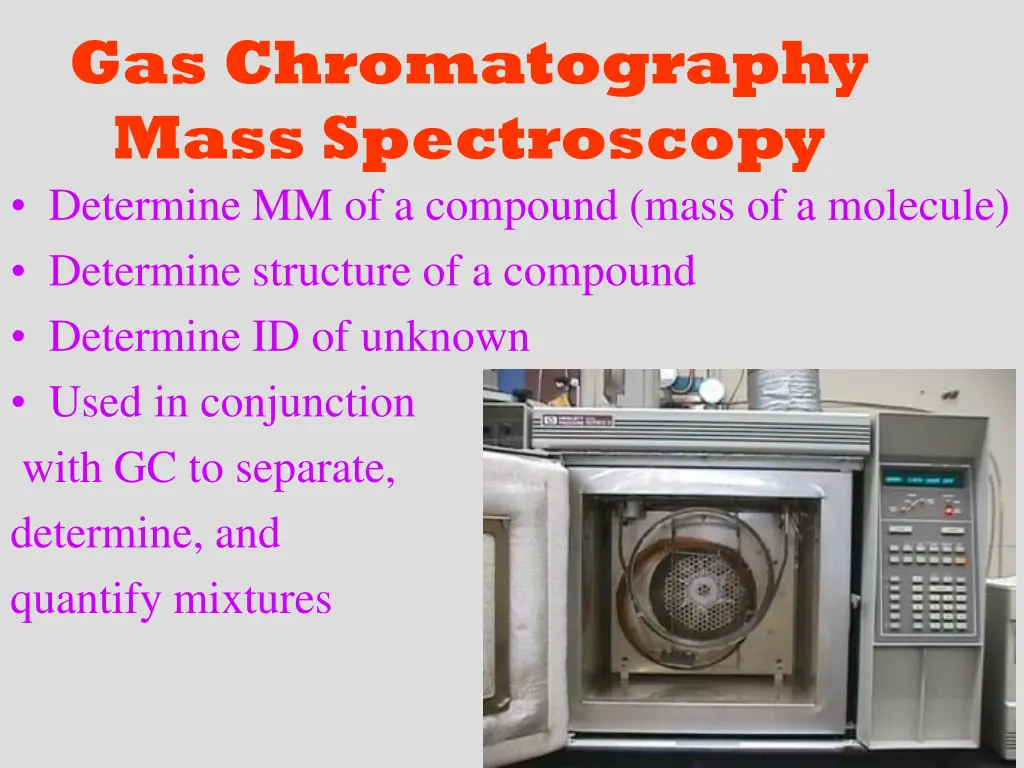 gas chromatography mass spectroscopy determine