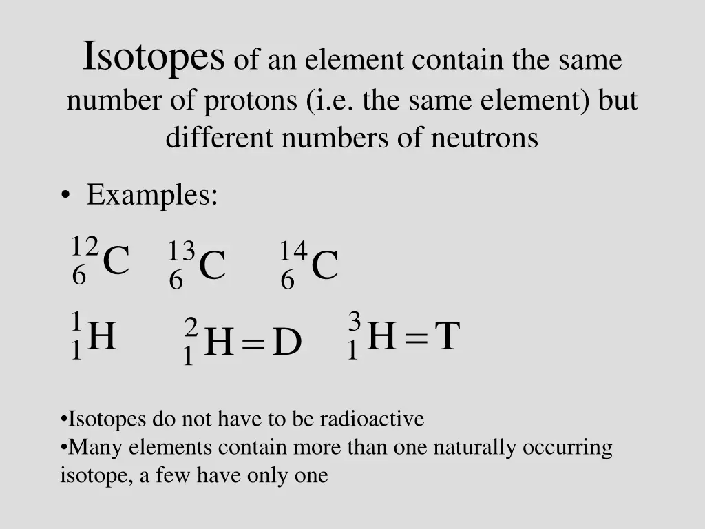 isotopes of an element contain the same number