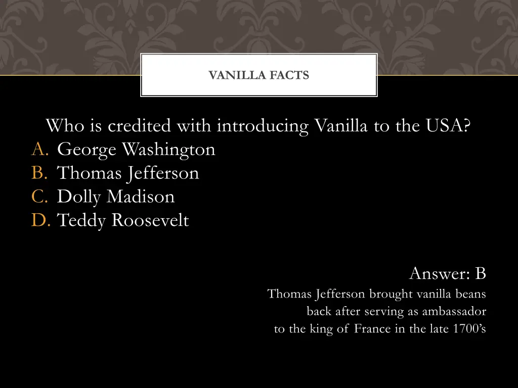 vanilla facts 1