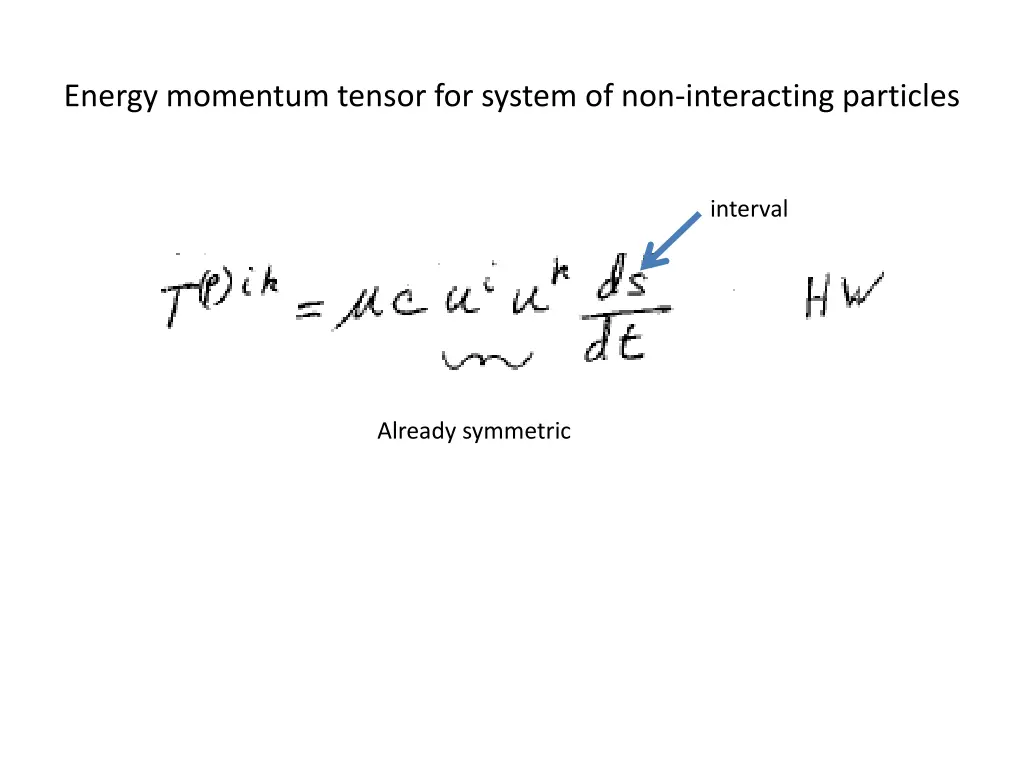 energy momentum tensor for system