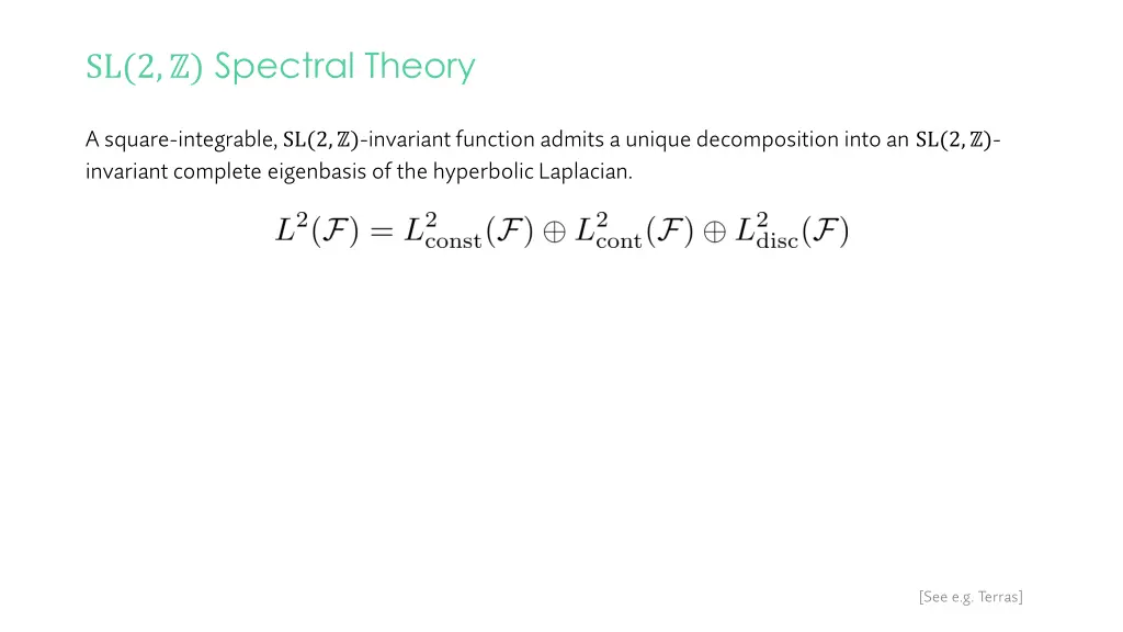 sl 2 spectral theory