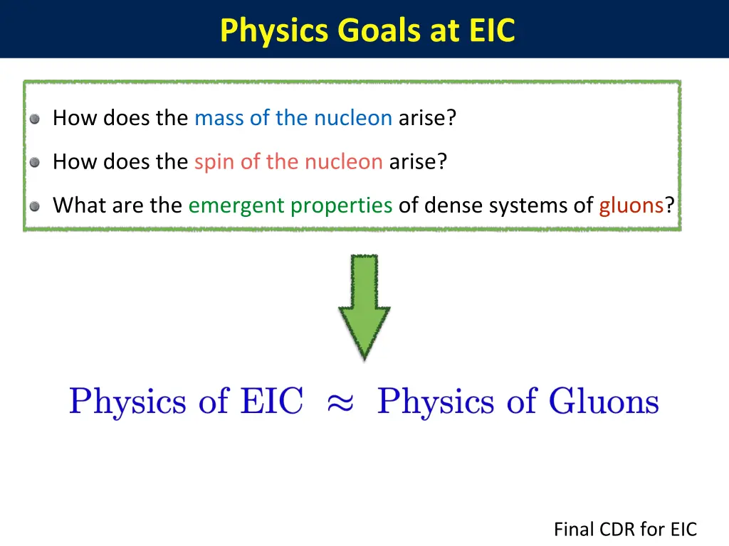 physics goals at eic