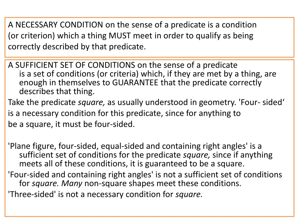 a necessary condition on the sense of a predicate