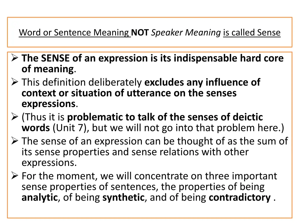 word or sentence meaning not speaker meaning