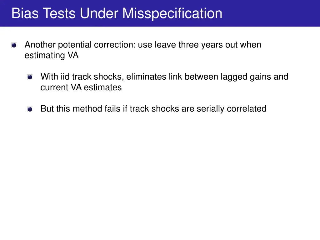 bias tests under misspecification 1