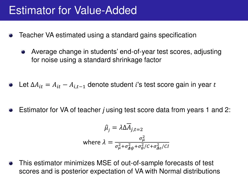 estimator for value added