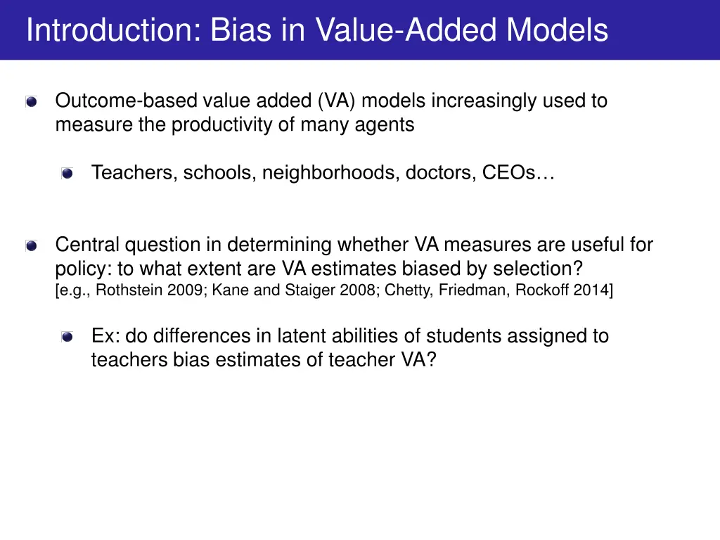 introduction bias in value added models