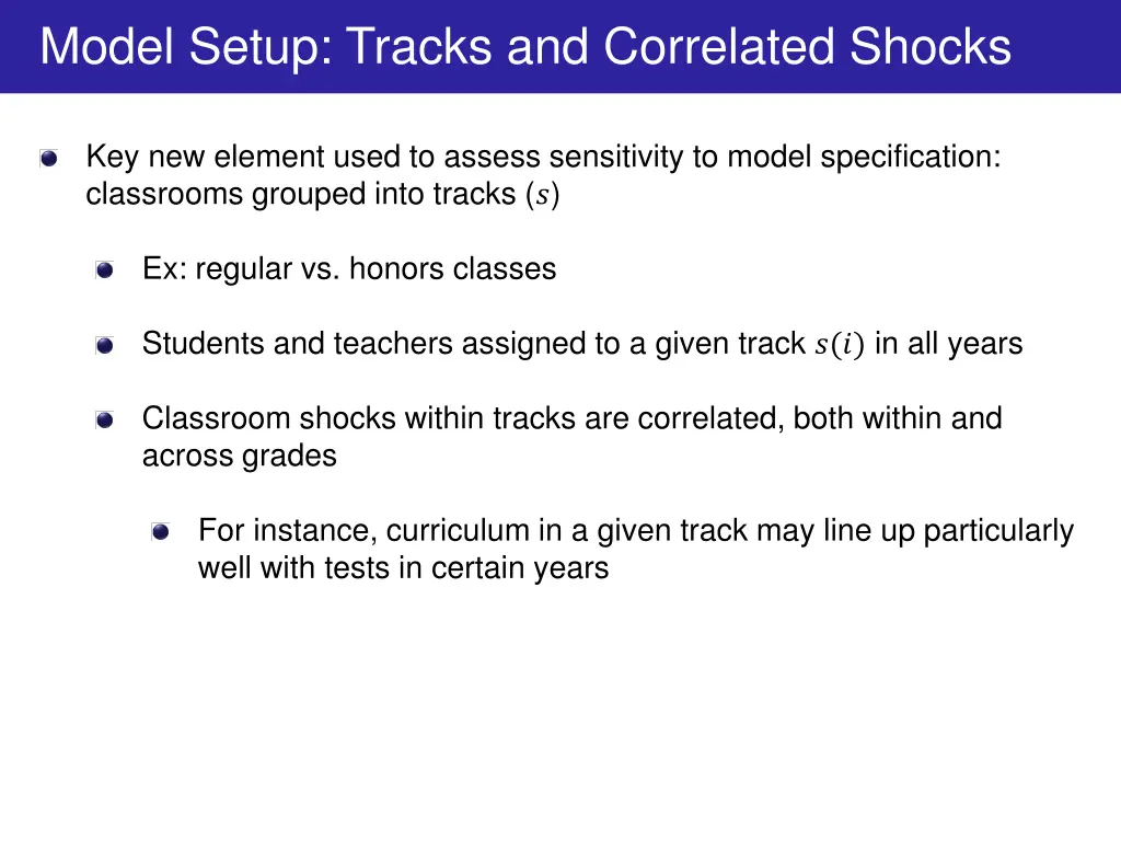 model setup tracks and correlated shocks