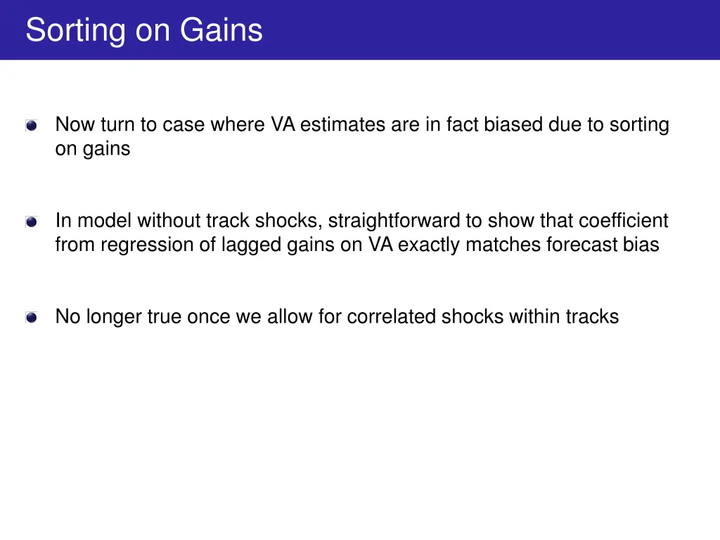 sorting on gains