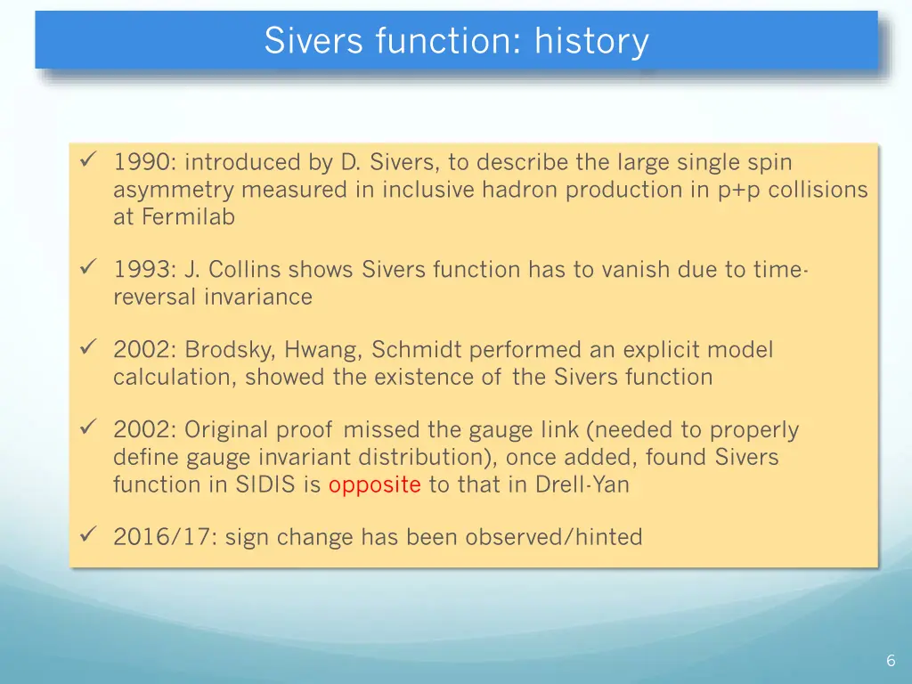 sivers function history