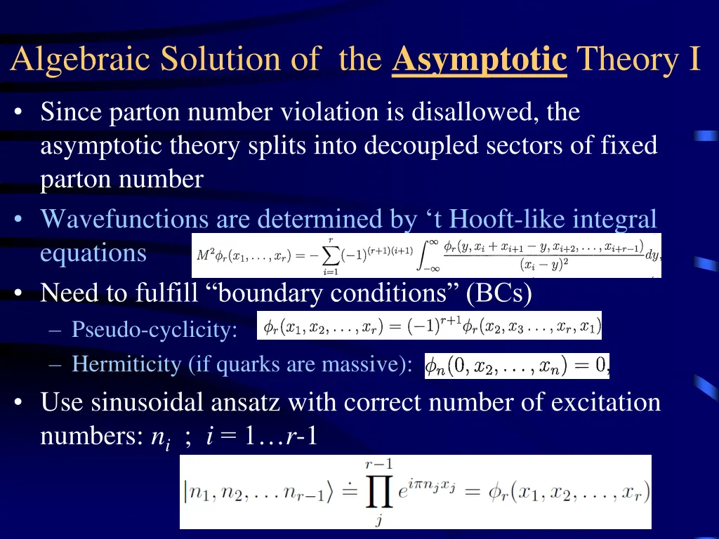 algebraic solution of the asymptotic theory i