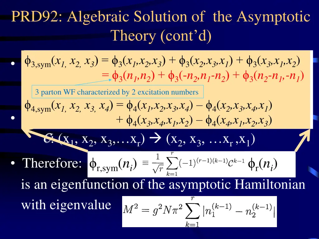 prd92 algebraic solution of the asymptotic theory