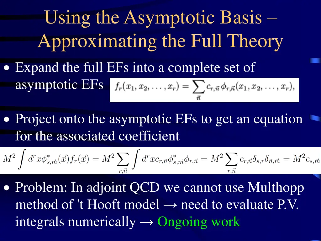 using the asymptotic basis approximating the full