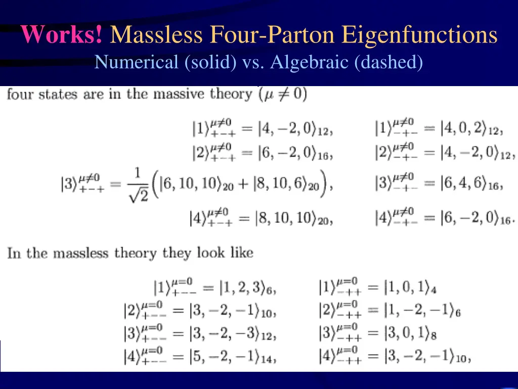 works massless four parton eigenfunctions