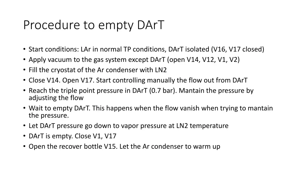 procedure to empty dart