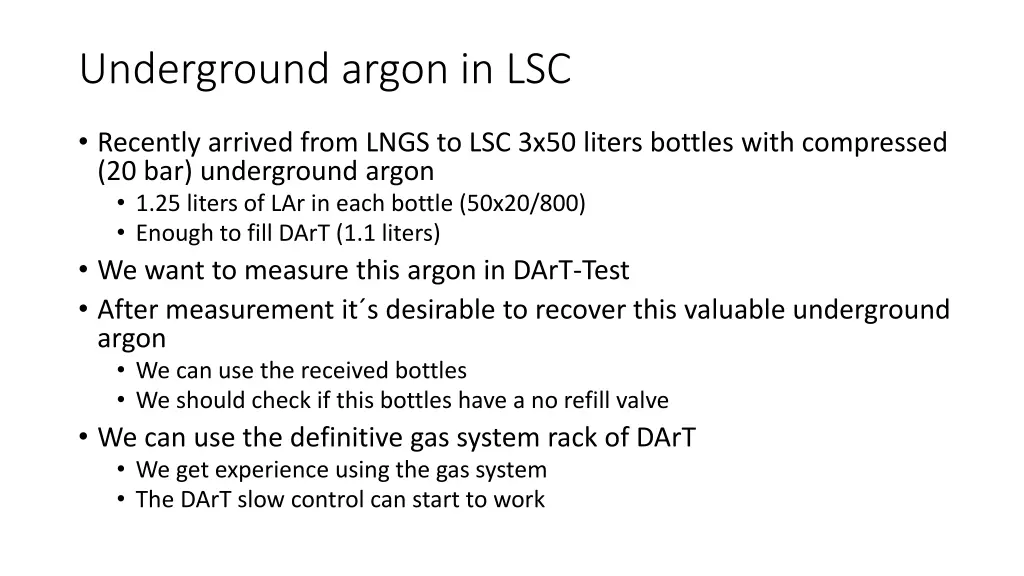 underground argon in lsc