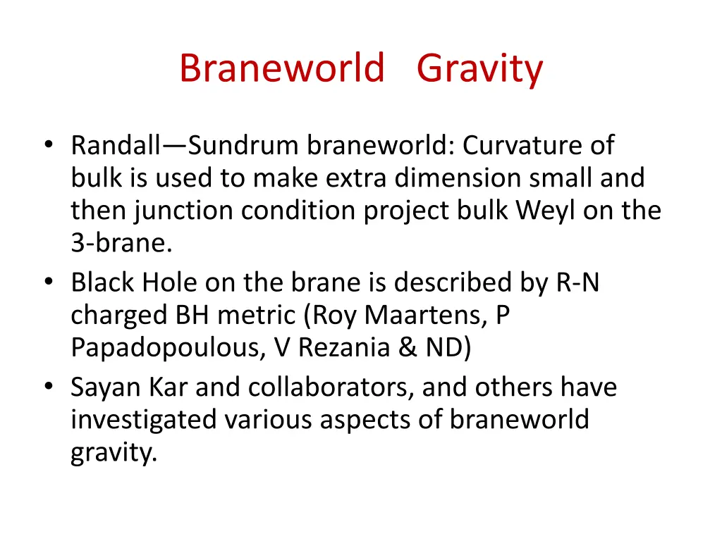 braneworld gravity