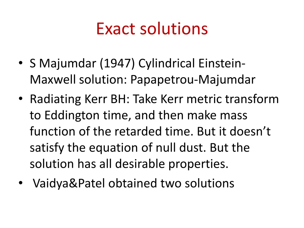 exact solutions