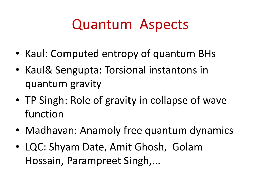 quantum aspects 1