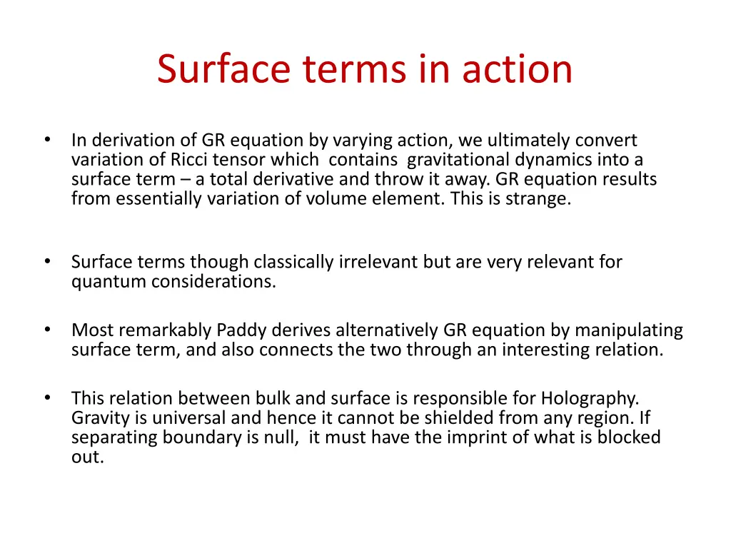 surface terms in action