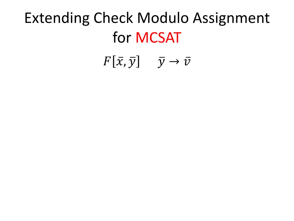 extending check modulo assignment for mcsat