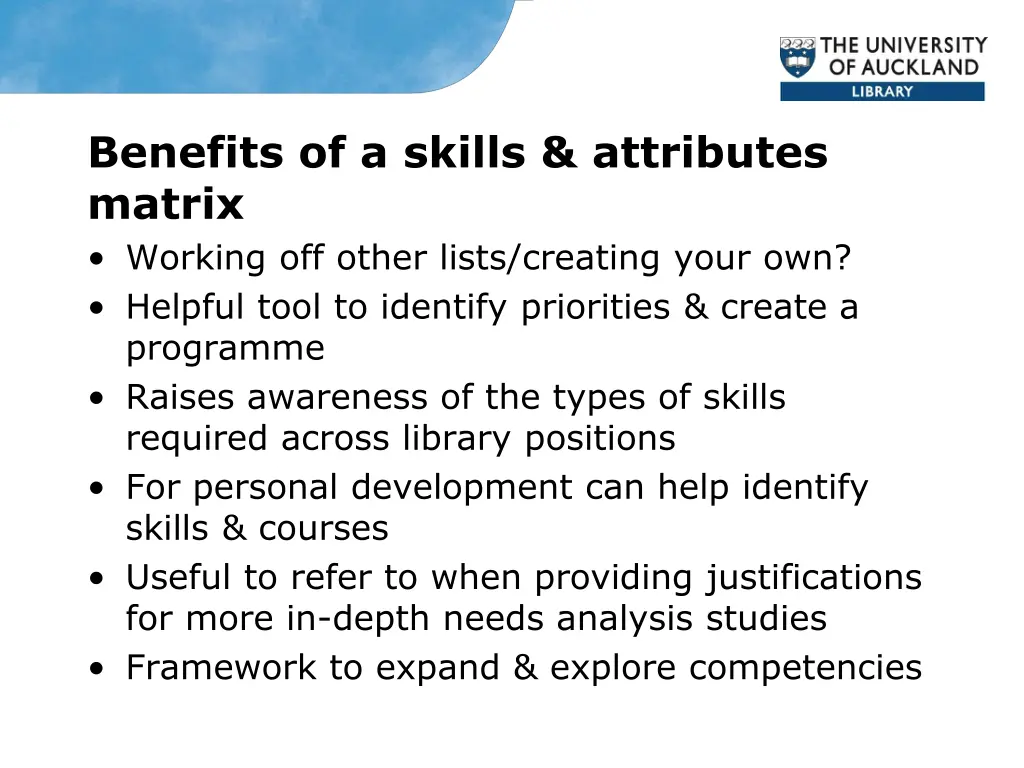 benefits of a skills attributes matrix