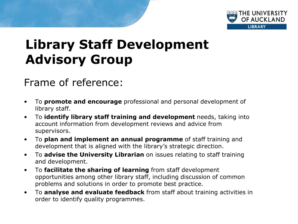 library staff development advisory group