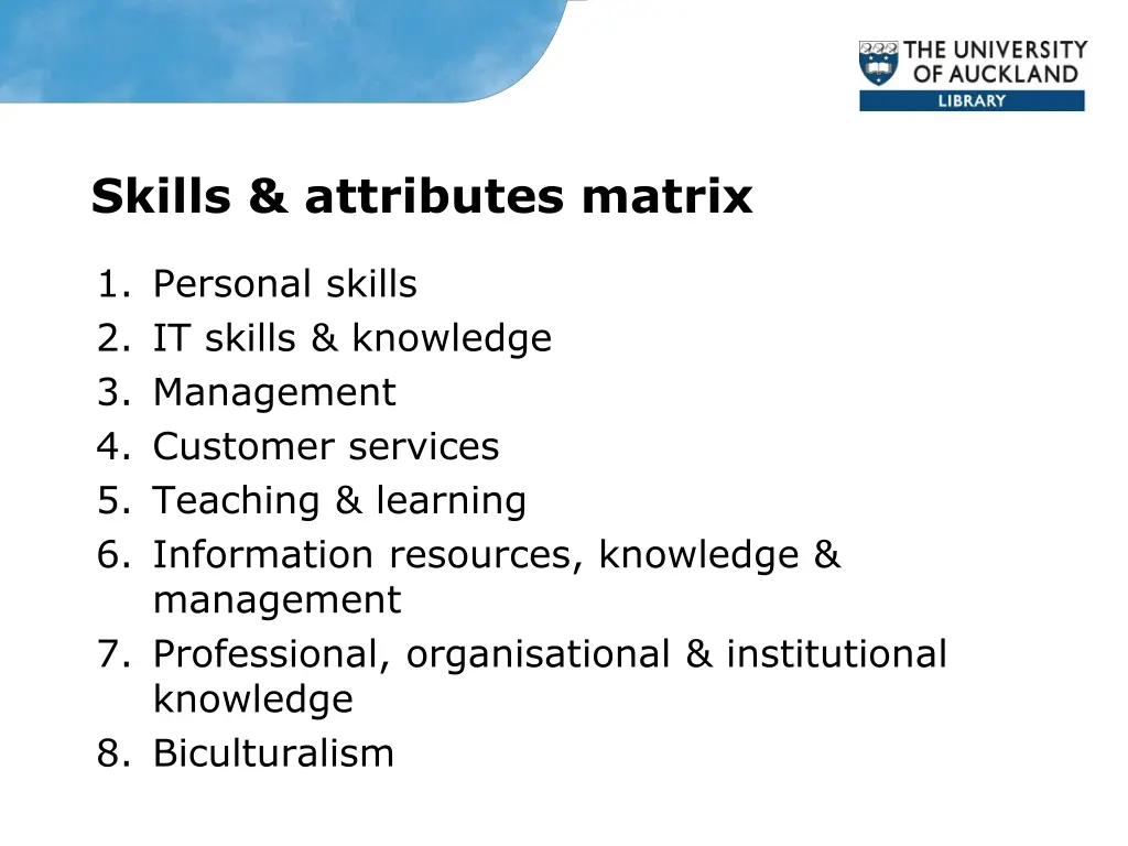 skills attributes matrix