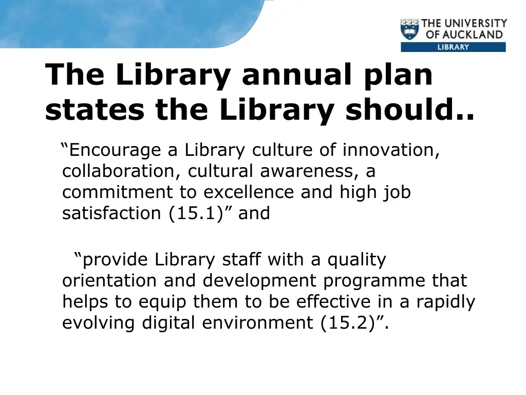 the library annual plan states the library should