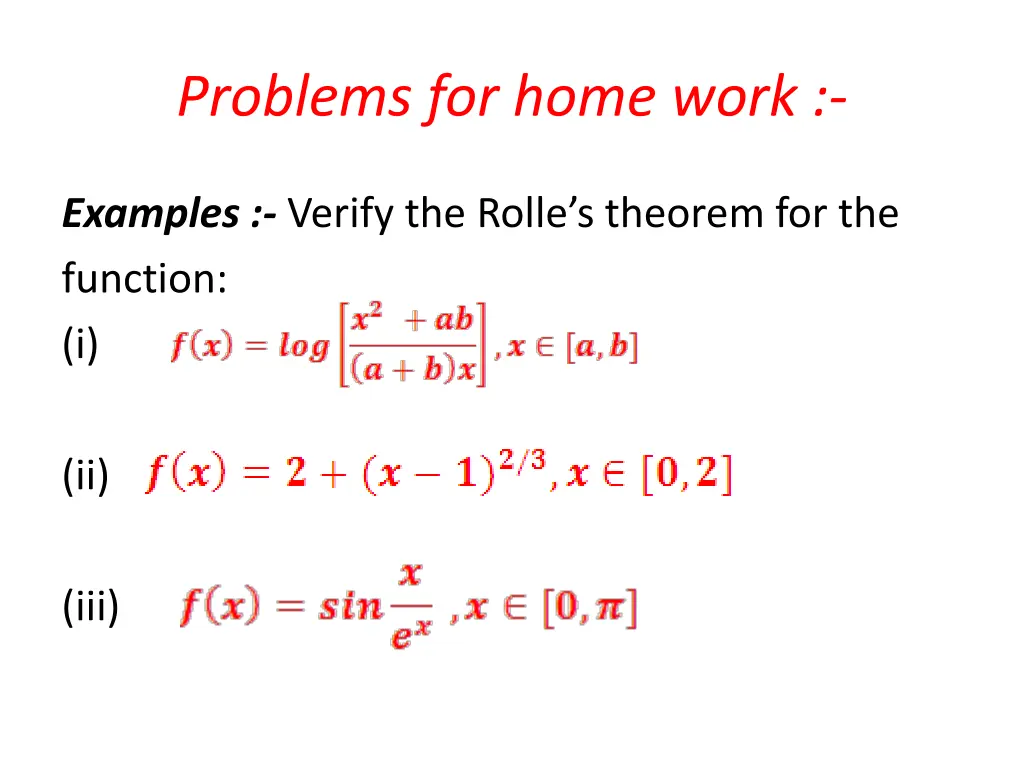 problems for home work