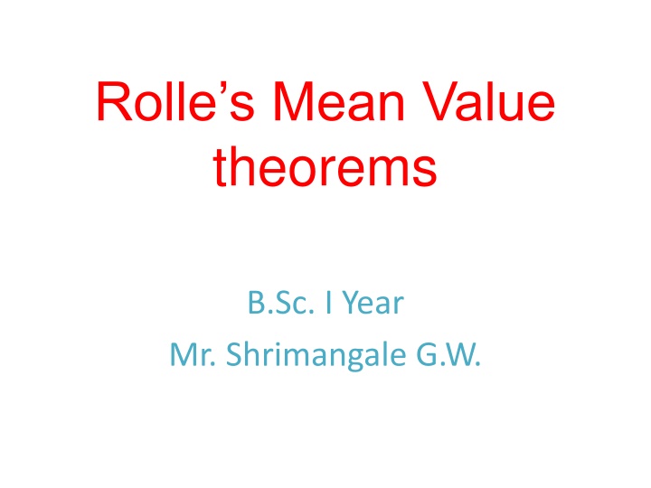 rolle s mean value theorems