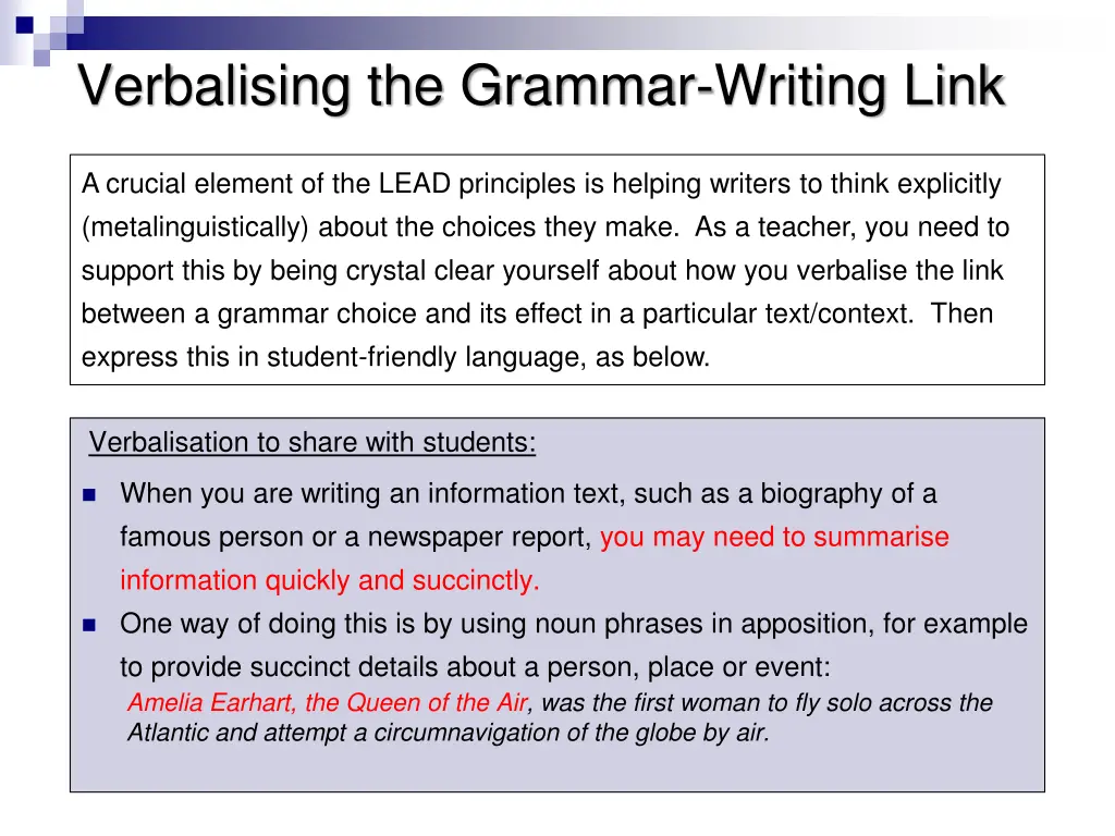 verbalising the grammar writing link