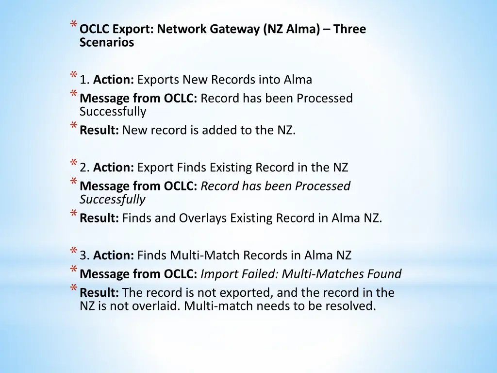 oclc export network gateway nz alma three