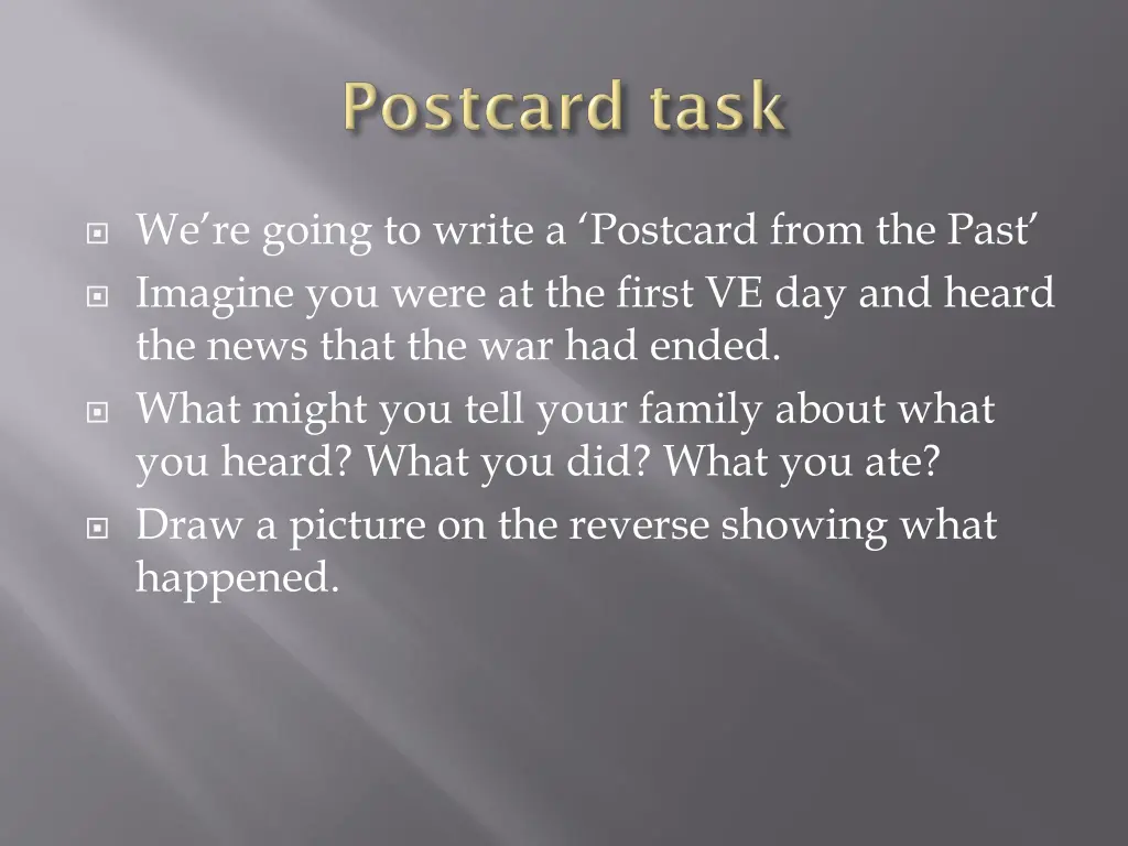 we re going to write a postcard from the past