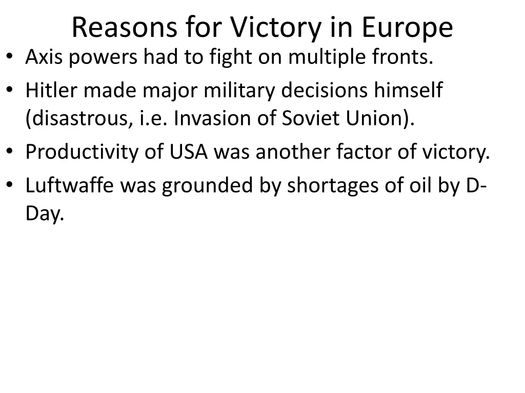 reasons for victory in europe axis powers