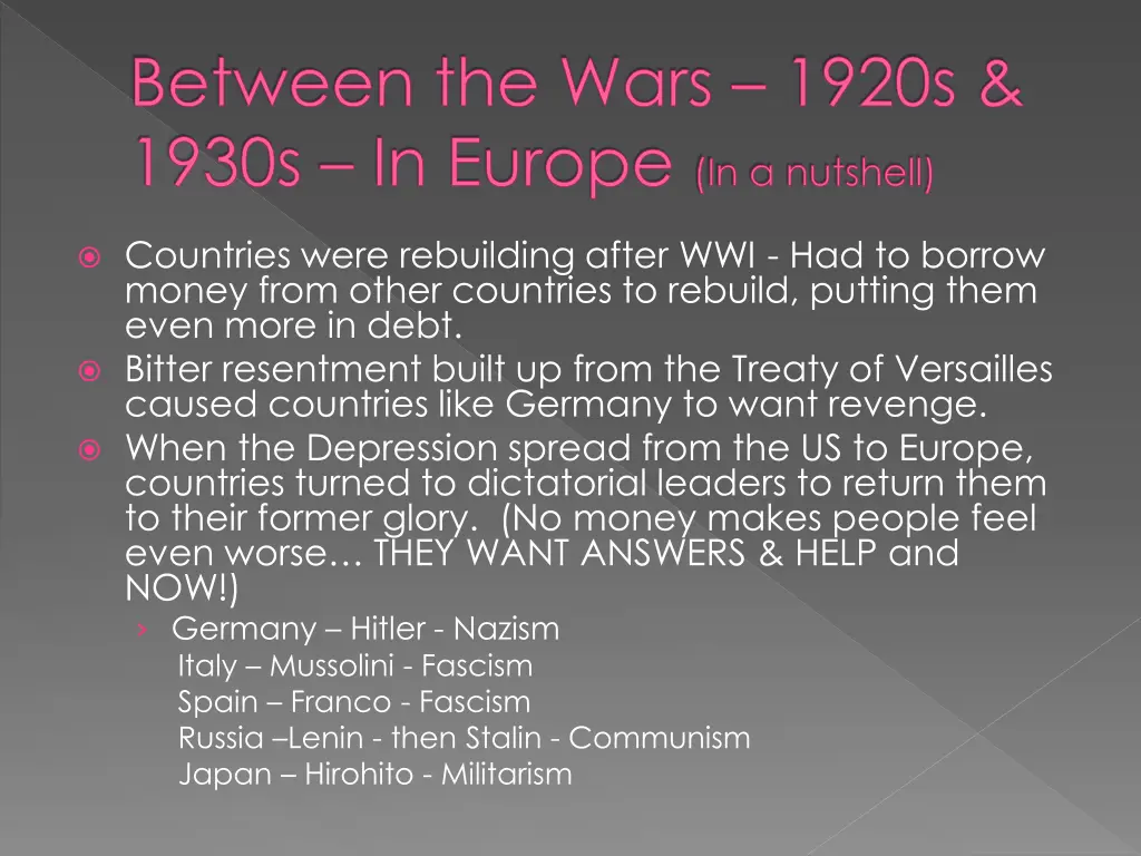 between the wars 1920s 1930s in europe