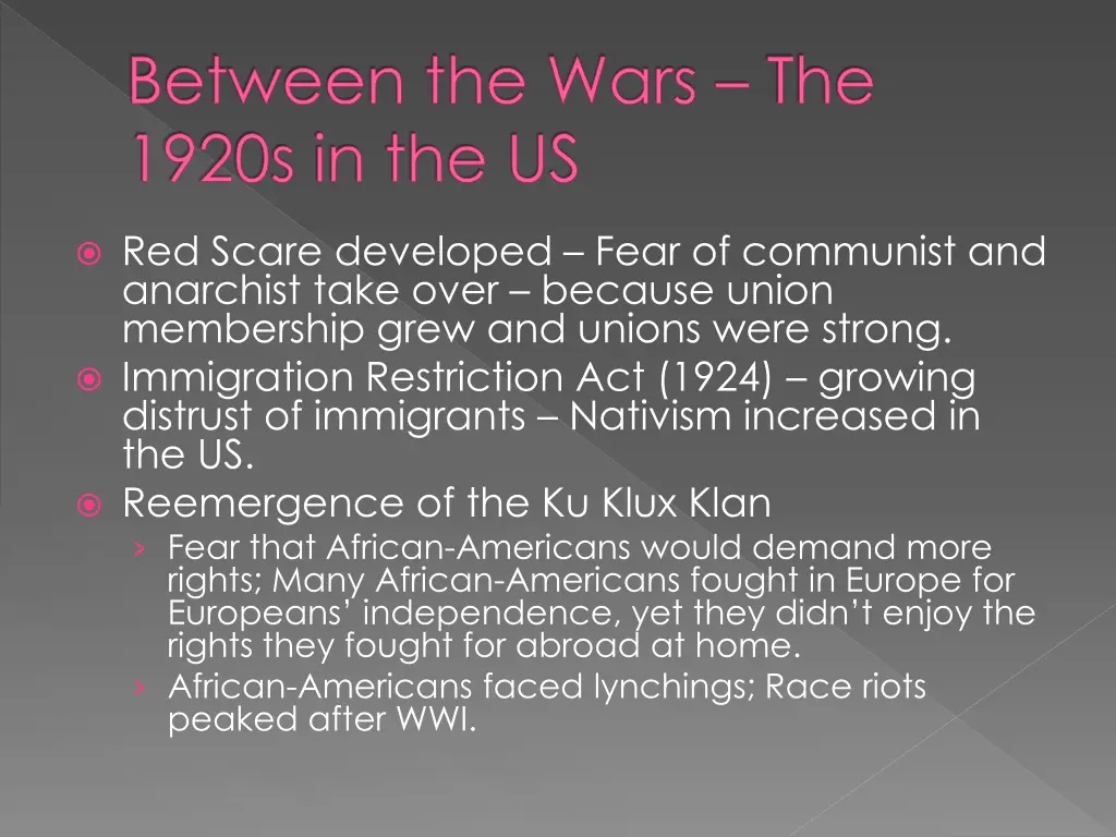 between the wars the 1920s in the us 2