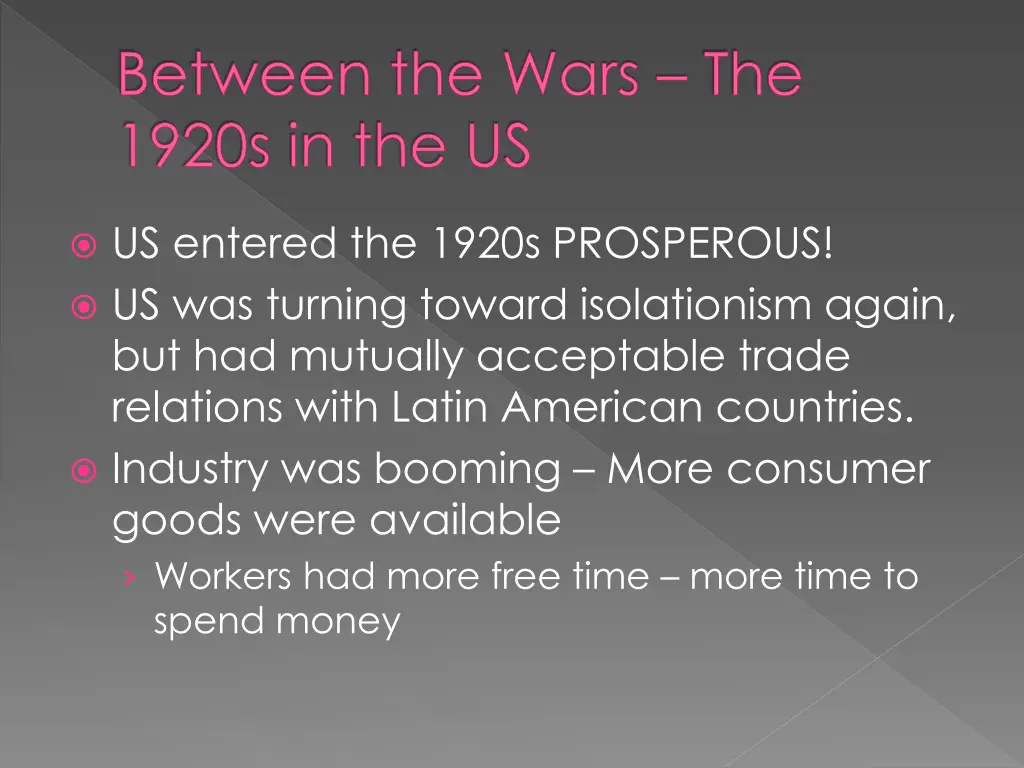 between the wars the 1920s in the us