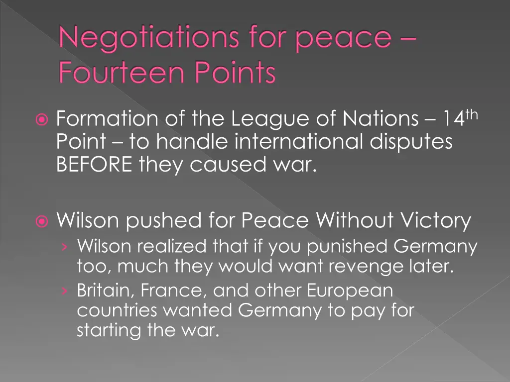 negotiations for peace fourteen points