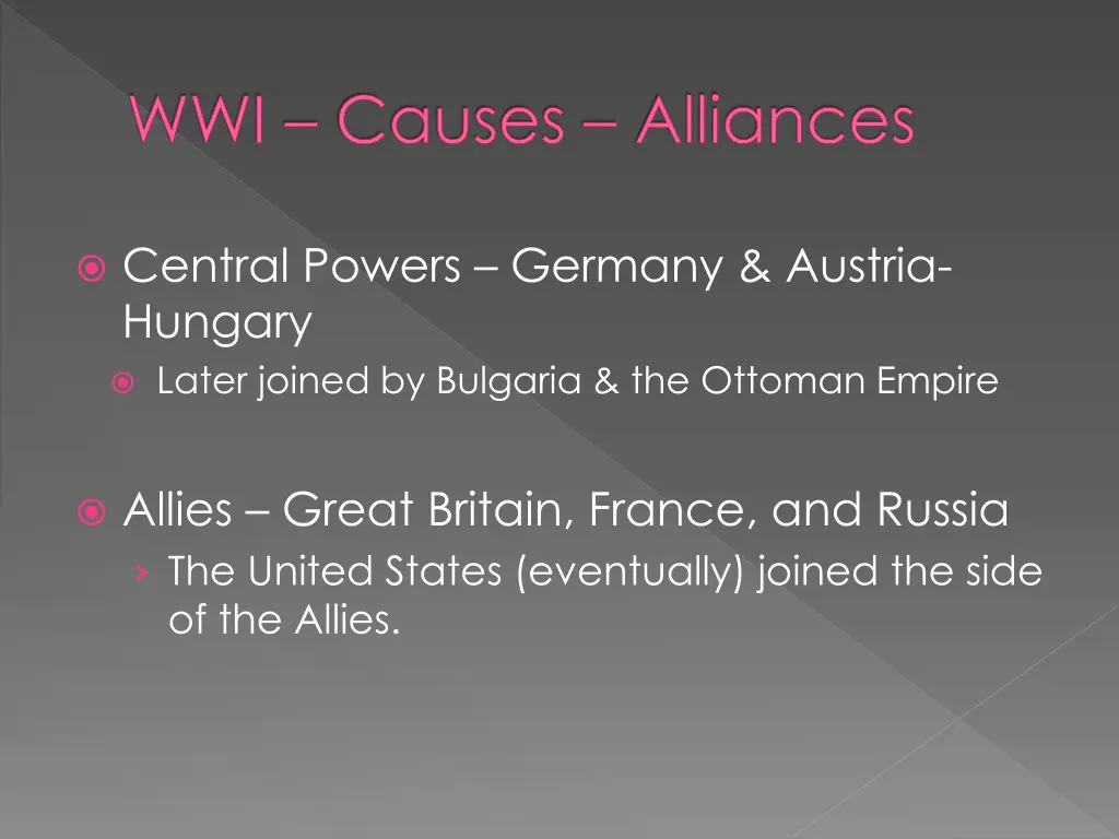 wwi causes alliances