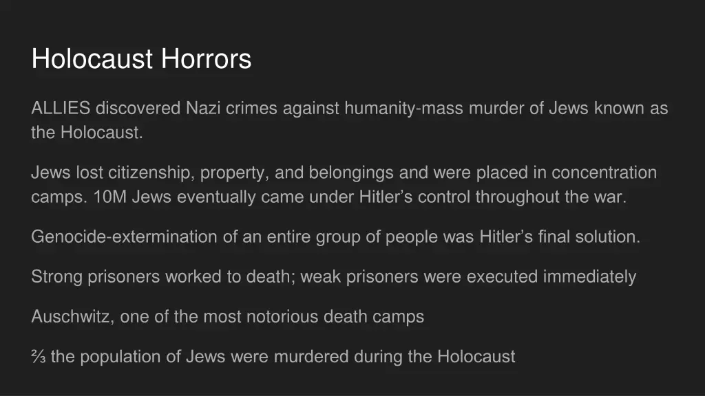 holocaust horrors