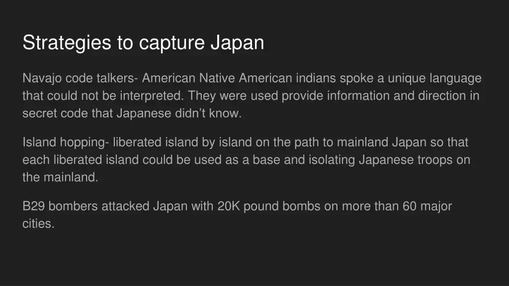 strategies to capture japan