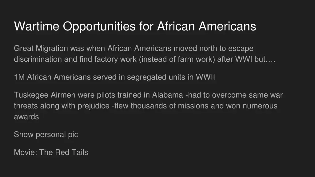 wartime opportunities for african americans