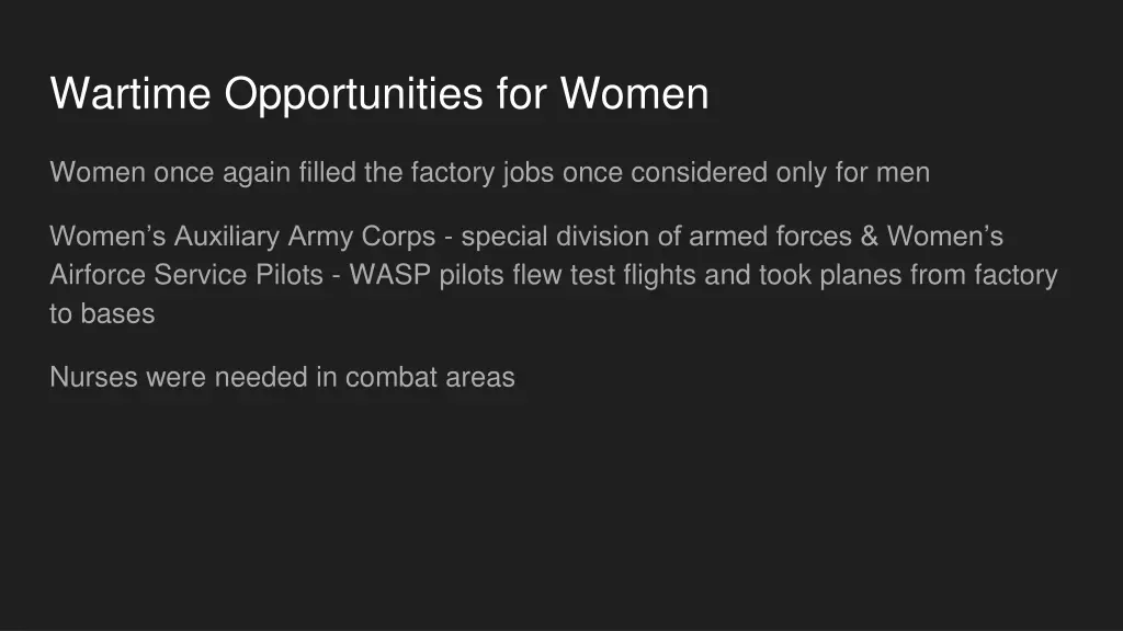 wartime opportunities for women