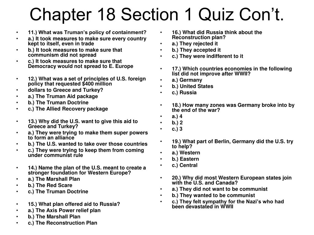 chapter 18 section 1 quiz con t