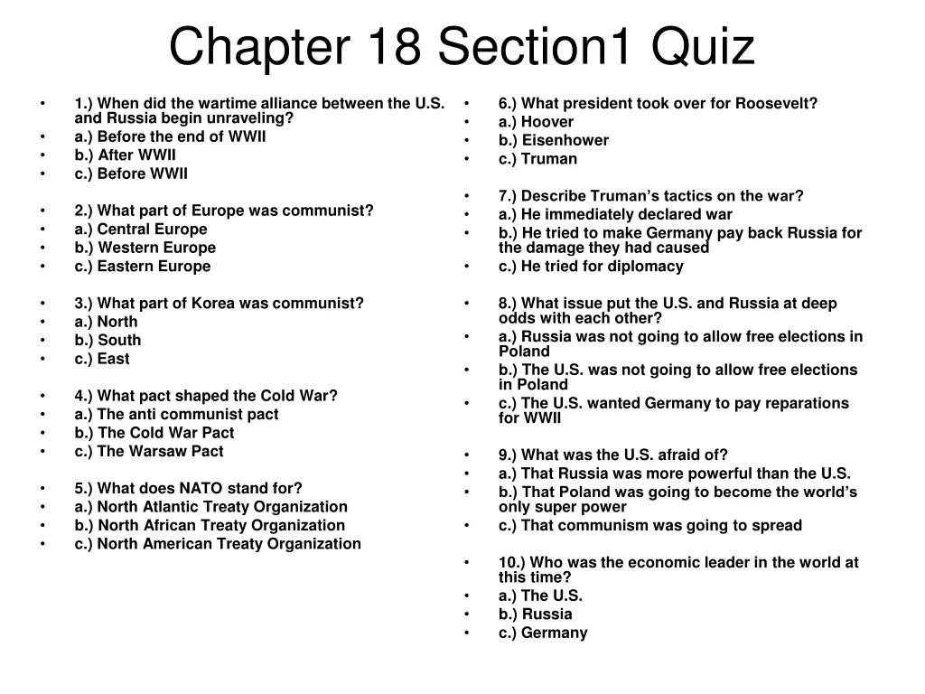 chapter 18 section1 quiz