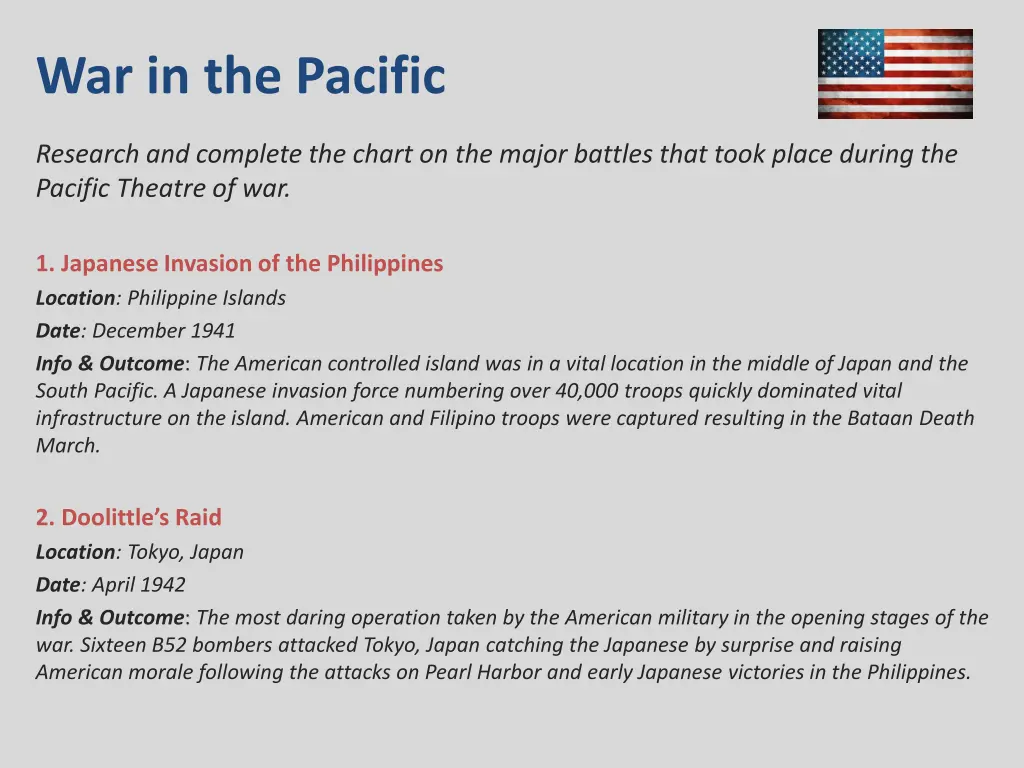 war in the pacific