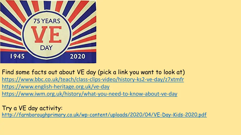 find some facts out about ve day pick a link